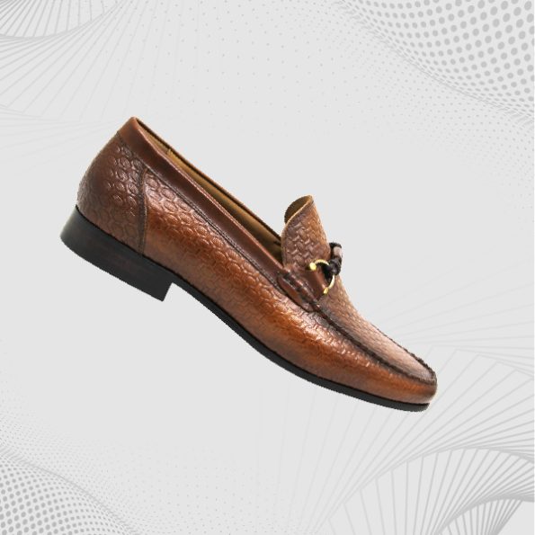 Men Tan Formal Moccasin Leather Shoe