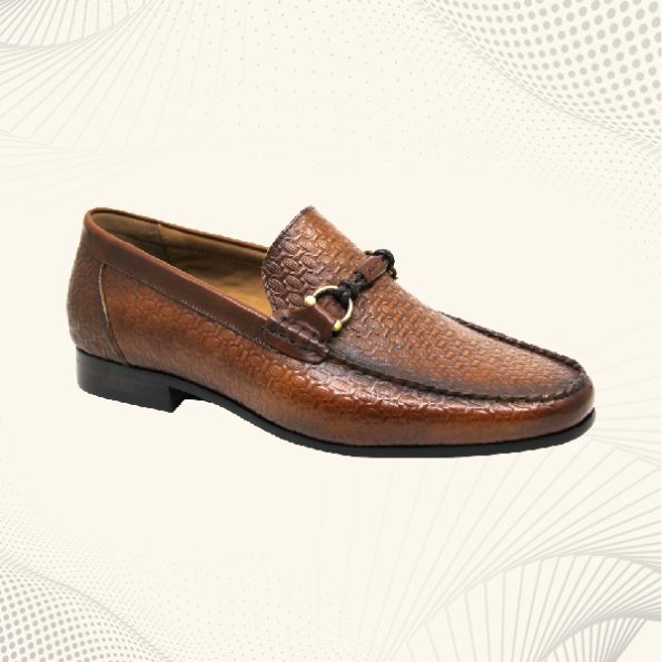 Men Tan Formal Moccasin Leather Shoe