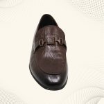 Men Textured Buckle Detailed Leather Formal Loafers- FMF